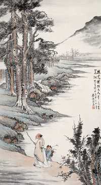 吴观岱 1920年作 采芝图 立轴